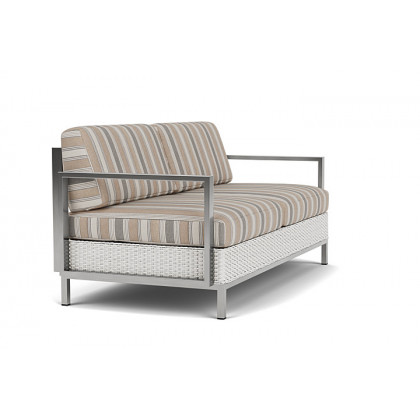 Lloyd Flanders™ Elements Settee with Stainless Steel Arms and Back - Matte White
