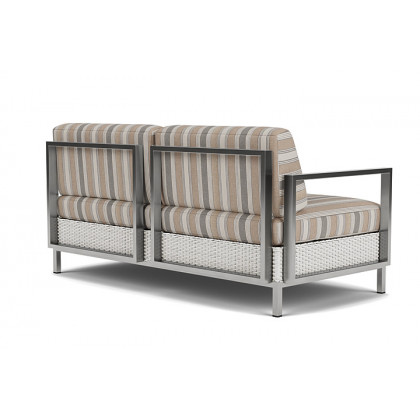 Lloyd Flanders™ Elements Settee with Stainless Steel Arms and Back - Matte White