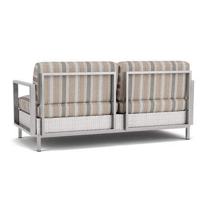 Lloyd Flanders™ Elements Settee with Stainless Steel Arms and Back - Matte White