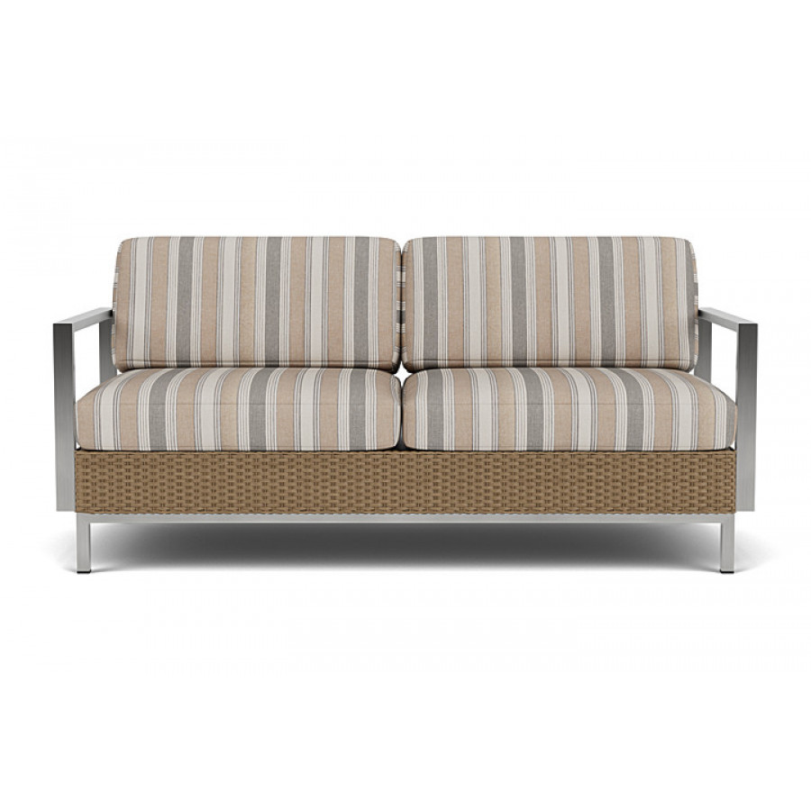 Lloyd Flanders™ Elements Settee with Stainless Steel Arms and Back - Fawn