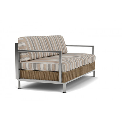 Lloyd Flanders™ Elements Settee with Stainless Steel Arms and Back - Fawn