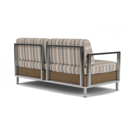 Lloyd Flanders™ Elements Settee with Stainless Steel Arms and Back - Fawn