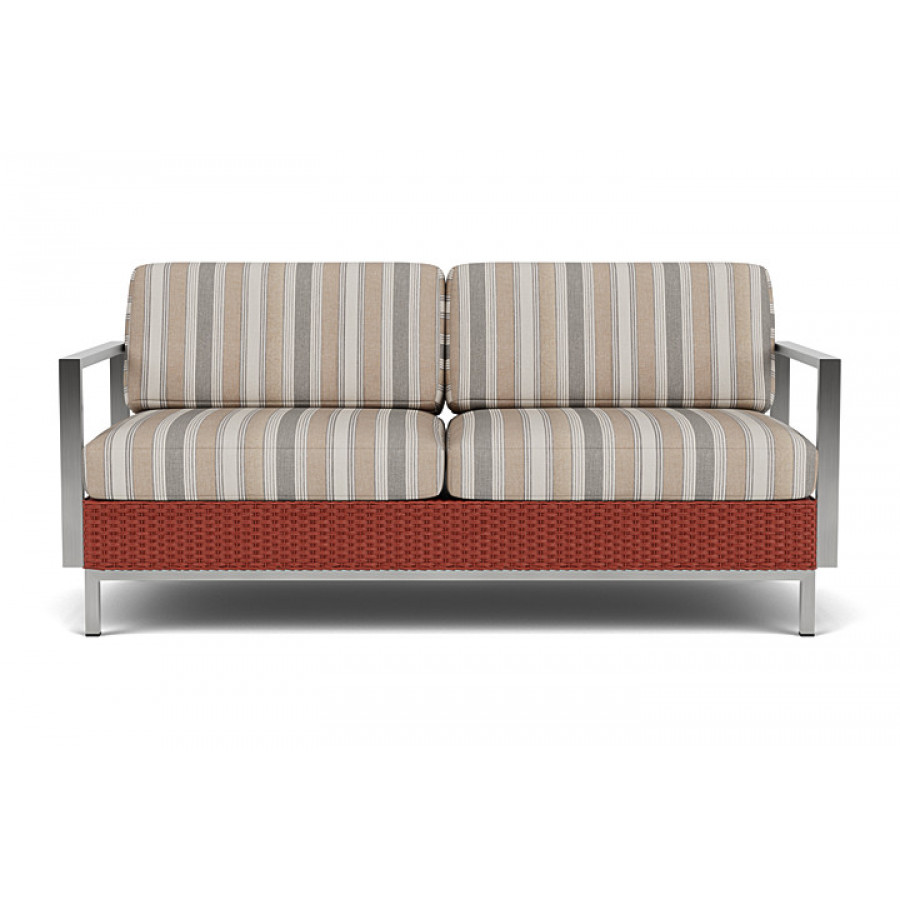 Lloyd Flanders™ Elements Settee with Stainless Steel Arms and Back - Terracotta