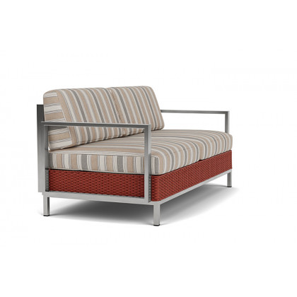 Lloyd Flanders™ Elements Settee with Stainless Steel Arms and Back - Terracotta