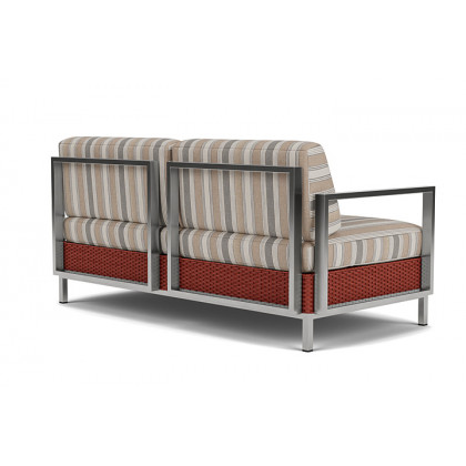 Lloyd Flanders™ Elements Settee with Stainless Steel Arms and Back - Terracotta