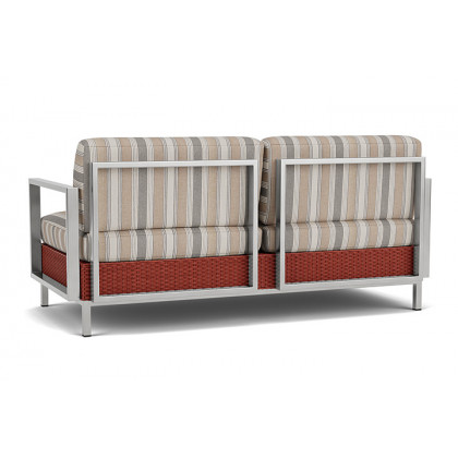 Lloyd Flanders™ Elements Settee with Stainless Steel Arms and Back - Terracotta