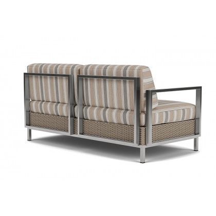 Lloyd Flanders™ Elements Settee with Stainless Steel Arms and Back - French Beige