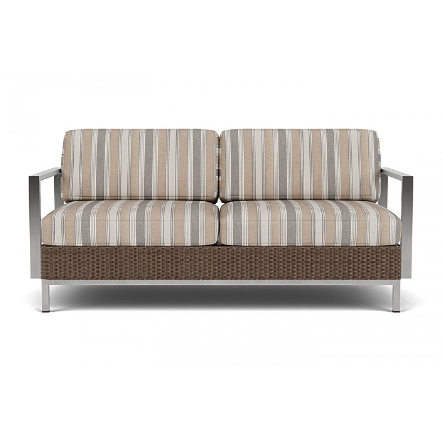 Lloyd Flanders™ Elements Settee with Stainless Steel Arms and Back - Bark