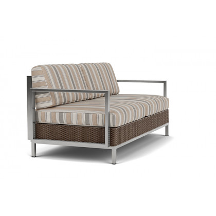 Lloyd Flanders™ Elements Settee with Stainless Steel Arms and Back - Bark