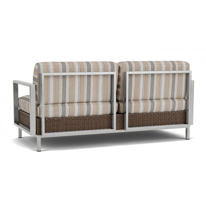 Lloyd Flanders™ Elements Settee with Stainless Steel Arms and Back - Bark
