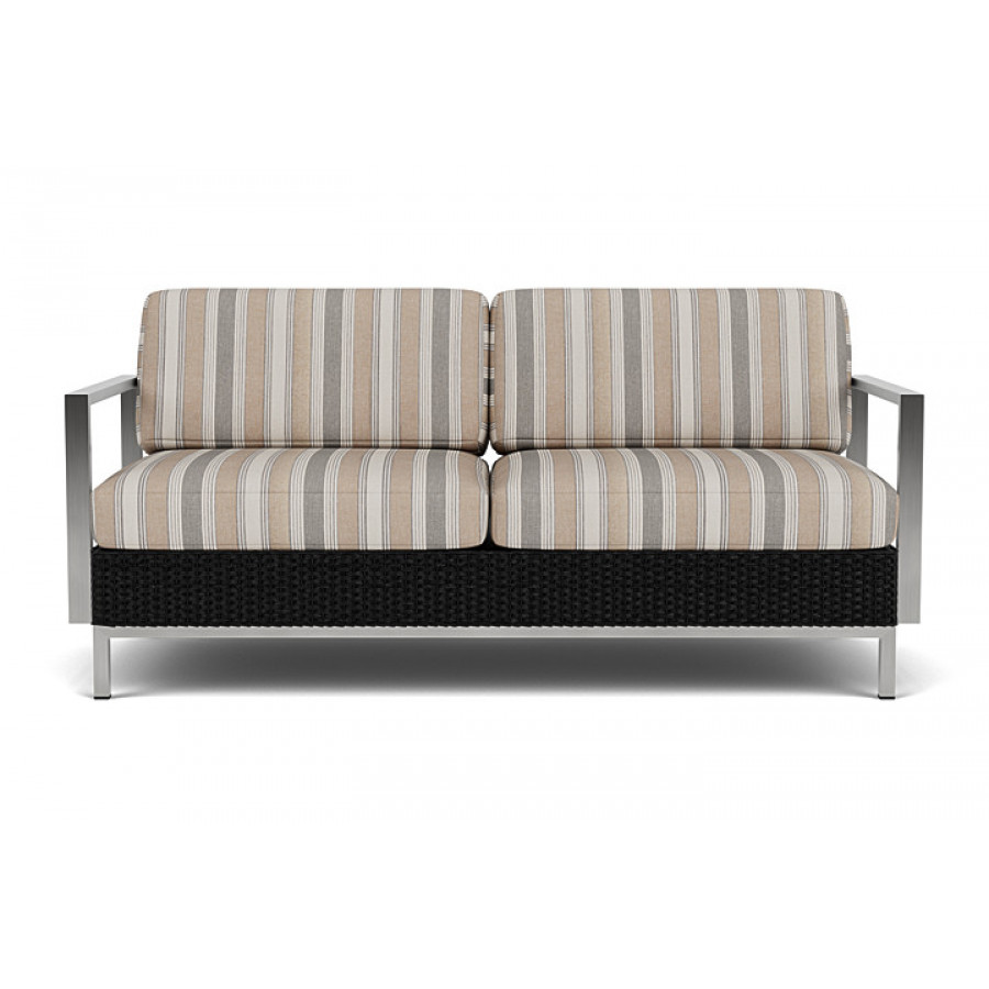 Lloyd Flanders™ Elements Settee with Stainless Steel Arms and Back - Ebony