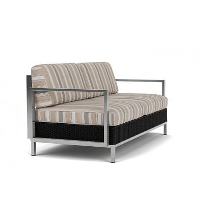 Lloyd Flanders™ Elements Settee with Stainless Steel Arms and Back - Ebony