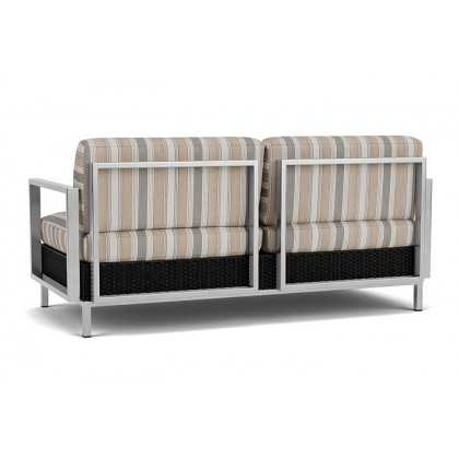 Lloyd Flanders™ Elements Settee with Stainless Steel Arms and Back - Ebony