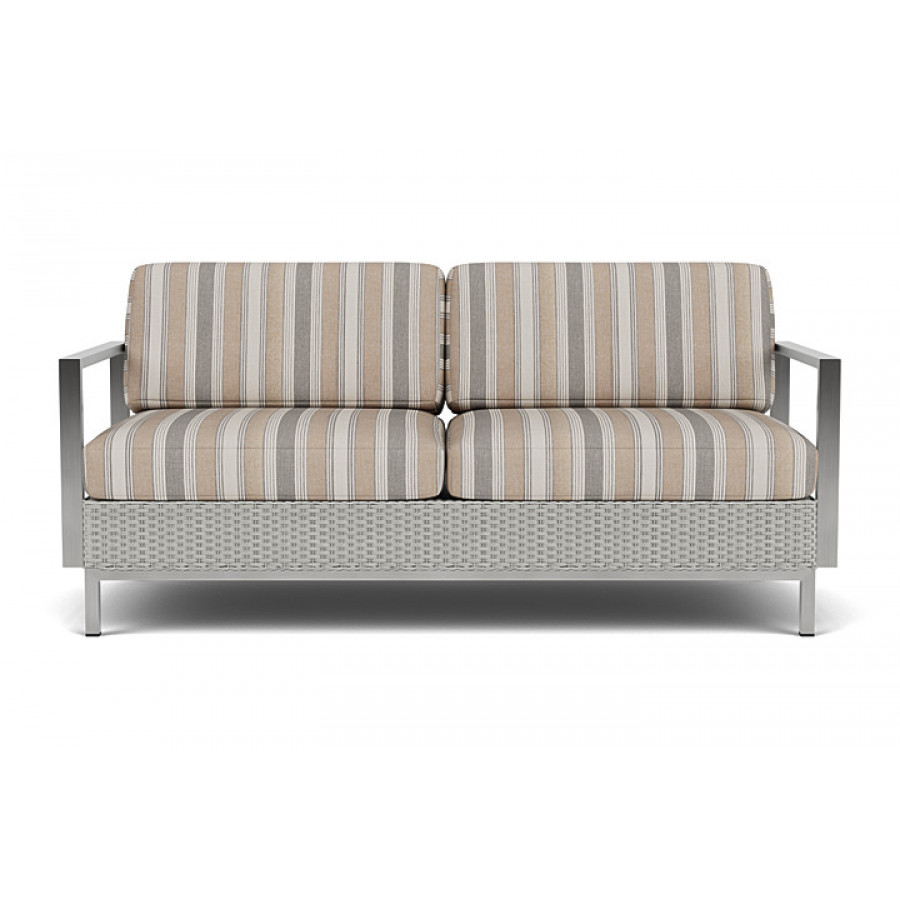 Lloyd Flanders™ Elements Settee with Stainless Steel Arms and Back - Platinum