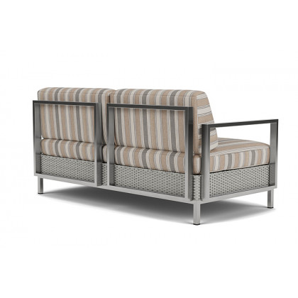 Lloyd Flanders™ Elements Settee with Stainless Steel Arms and Back - Platinum
