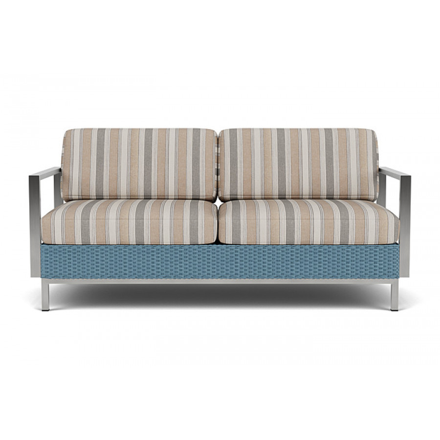 Lloyd Flanders™ Elements Settee with Stainless Steel Arms and Back - Stillwater