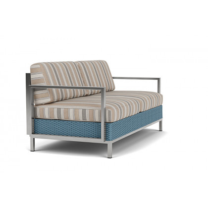 Lloyd Flanders™ Elements Settee with Stainless Steel Arms and Back - Stillwater