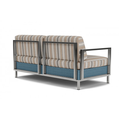 Lloyd Flanders™ Elements Settee with Stainless Steel Arms and Back - Stillwater