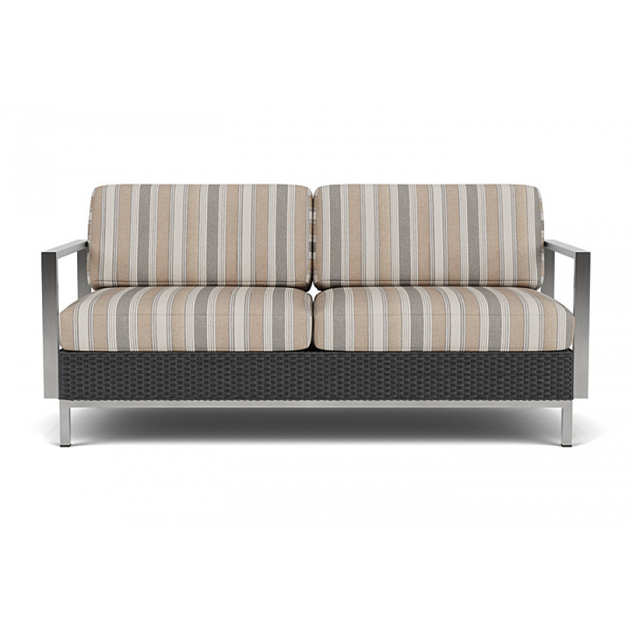 Lloyd Flanders™ Elements Settee with Stainless Steel Arms and Back - Charcoal