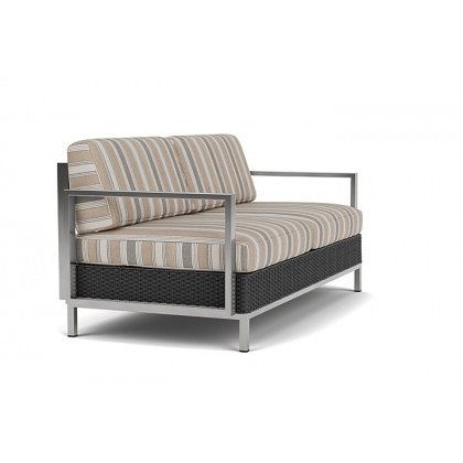 Lloyd Flanders™ Elements Settee with Stainless Steel Arms and Back - Charcoal