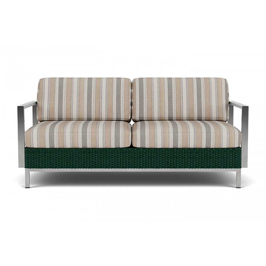 Lloyd Flanders™ Elements Settee with Stainless Steel Arms and Back - Woodland