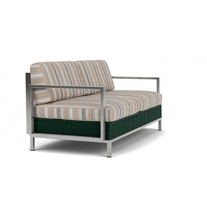 Lloyd Flanders™ Elements Settee with Stainless Steel Arms and Back - Woodland