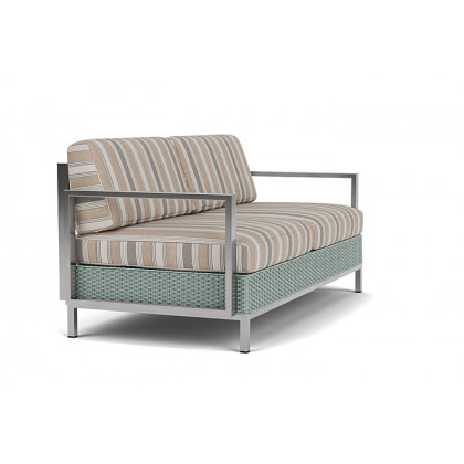 Lloyd Flanders™ Elements Settee with Stainless Steel Arms and Back - Sea Glass