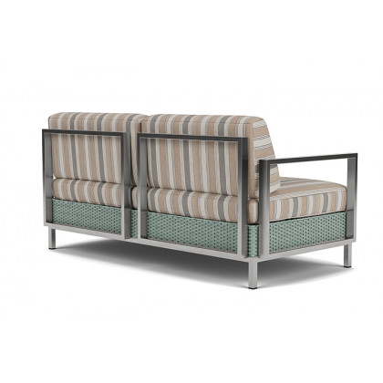 Lloyd Flanders™ Elements Settee with Stainless Steel Arms and Back - Sea Glass