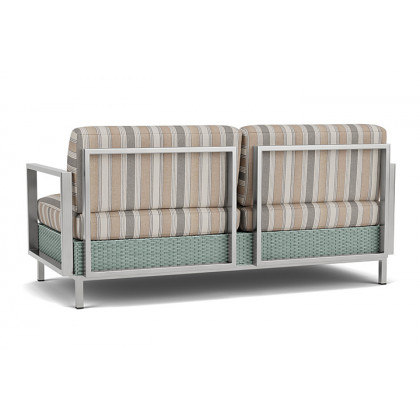 Lloyd Flanders™ Elements Settee with Stainless Steel Arms and Back - Sea Glass