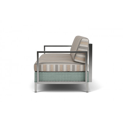 Lloyd Flanders™ Elements Settee with Stainless Steel Arms and Back - Sea Glass
