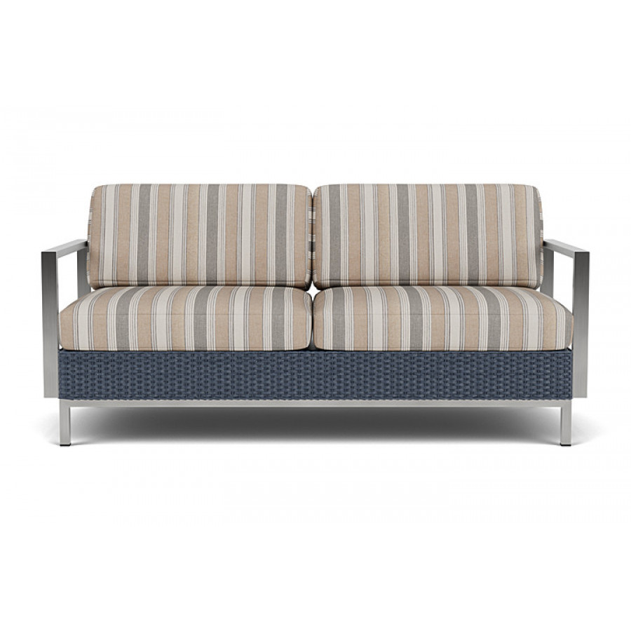 Lloyd Flanders™ Elements Settee with Stainless Steel Arms and Back - Denim Blue
