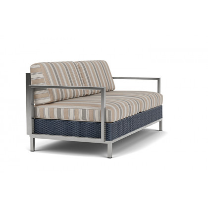 Lloyd Flanders™ Elements Settee with Stainless Steel Arms and Back - Denim Blue