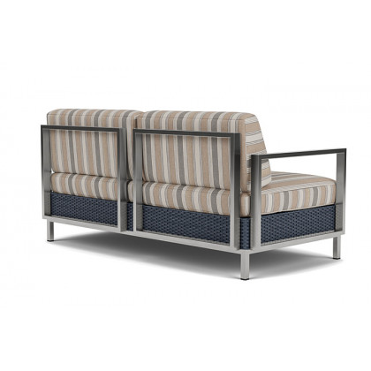 Lloyd Flanders™ Elements Settee with Stainless Steel Arms and Back - Denim Blue