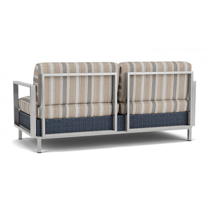 Lloyd Flanders™ Elements Settee with Stainless Steel Arms and Back - Denim Blue