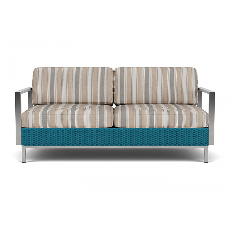 Lloyd Flanders™ Elements Settee with Stainless Steel Arms and Back - Peacock