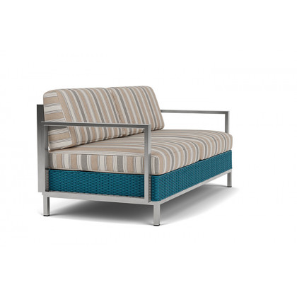 Lloyd Flanders™ Elements Settee with Stainless Steel Arms and Back - Peacock