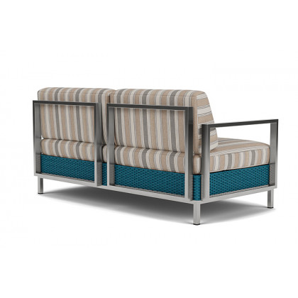 Lloyd Flanders™ Elements Settee with Stainless Steel Arms and Back - Peacock
