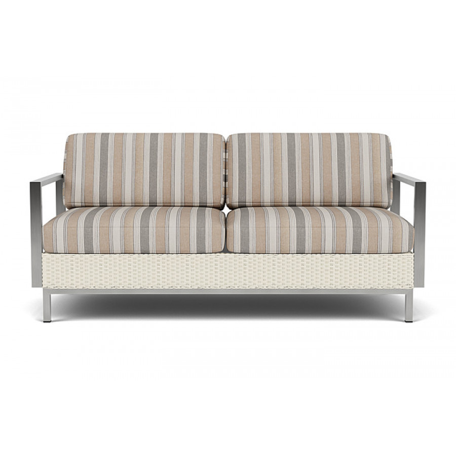 Lloyd Flanders™ Elements Settee with Stainless Steel Arms and Back - Ivory