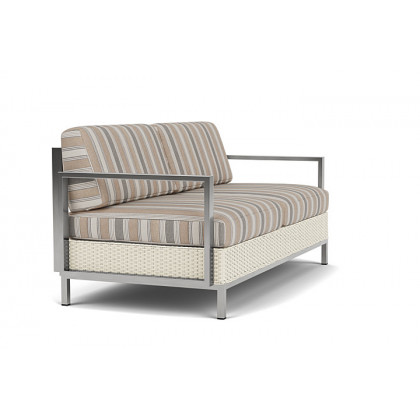 Lloyd Flanders™ Elements Settee with Stainless Steel Arms and Back - Ivory