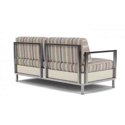 Lloyd Flanders™ Elements Settee with Stainless Steel Arms and Back - Ivory