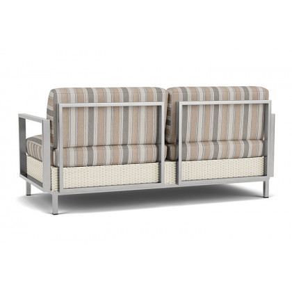 Lloyd Flanders™ Elements Settee with Stainless Steel Arms and Back - Ivory