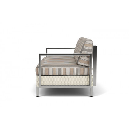 Lloyd Flanders™ Elements Settee with Stainless Steel Arms and Back - Ivory