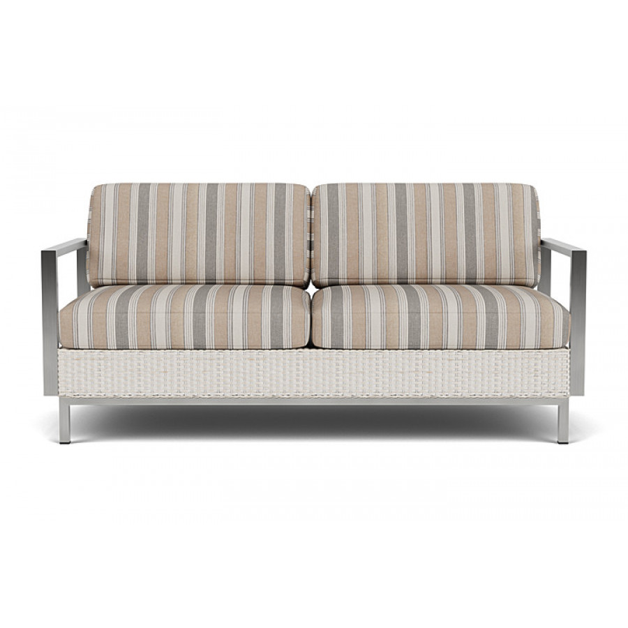 Lloyd Flanders™ Elements Settee with Stainless Steel Arms and Back - Antique White