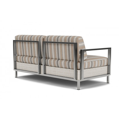 Lloyd Flanders™ Elements Settee with Stainless Steel Arms and Back - Antique White