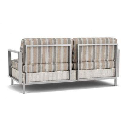 Lloyd Flanders™ Elements Settee with Stainless Steel Arms and Back - Antique White