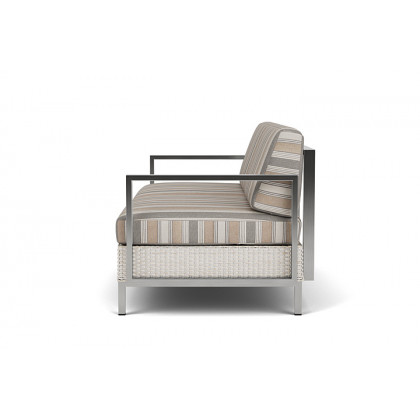 Lloyd Flanders™ Elements Settee with Stainless Steel Arms and Back - Antique White