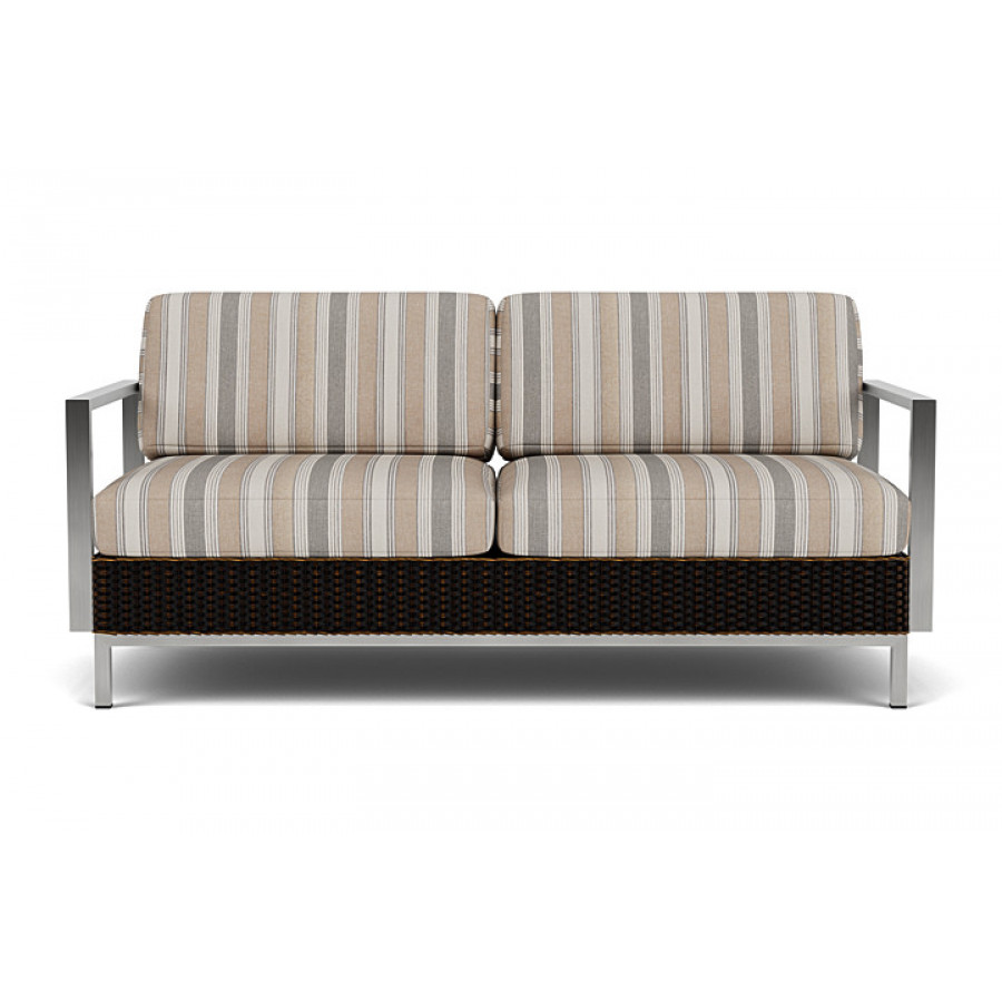 Lloyd Flanders™ Elements Settee with Stainless Steel Arms and Back - Mink