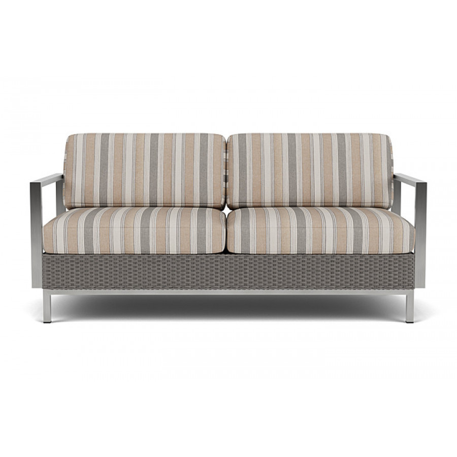 Lloyd Flanders™ Elements Settee with Stainless Steel Arms and Back - Pewter
