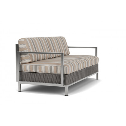 Lloyd Flanders™ Elements Settee with Stainless Steel Arms and Back - Pewter