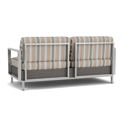 Lloyd Flanders™ Elements Settee with Stainless Steel Arms and Back - Pewter
